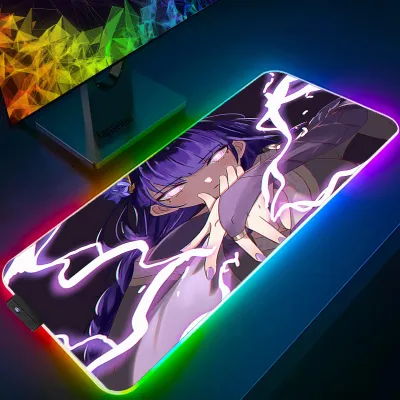 ไฟ LED M Ousepad RGB แป้นพิมพ์ปกโต๊ะเสื่อพื้นผิวที่มีสีสันแผ่นรองเมาส์กันน้ำหลายขนาดคอมพิวเตอร์ Gamer Genshin ผลกระทบ