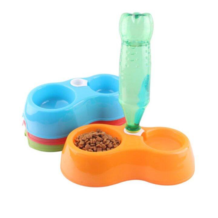 ชามอาหารแมว ชามข้าวแมว ชามข้าวหมา มีที่ใส่ขวดน้ำ สำหรับใส่อาหารสัตว์