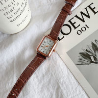 Ulzzang Brand Womens Fashion Watches Simple Number Dial Rectangle Women Watch Brown Vintage Leather Ladies Wristwatches Clock