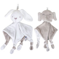 Cartoon Soft Soothing Towel Baby Animal Handkerchief with Ring Paper Security Blanket Baby Towel Toy Doll Elephant Rabbit Rattle