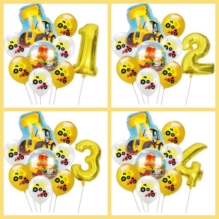 9pcs Farm tractor bulldozer Foil balloons Ice cream car helium balloon ...