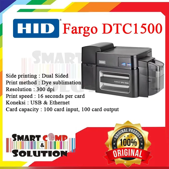 Printer ID Card Fargo DTC1500 / DTC-1500 / DTC 1500 Single Atau Dual ...