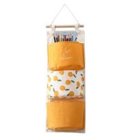 Hanging Storage Bag Organizer Waterproof Over Door Hanging Bags Multi Pockets Linen Cotton Fabric Closet Organizer For Living