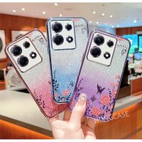 เคสสำหรับ Note30 Infinix 5G Note 30 4G 2023ชุบเคสโทรศัพท์สวนลับการไล่ระดับสีแววที่ชัดเจน Bling ฝาครอบป้องกันการตกหล่น