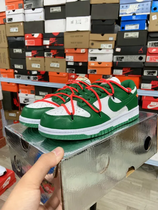 sb dunk low off white green