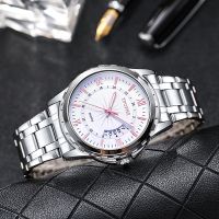 TPOFHS trill web celebrity brand waterproof quartz watch a substituting steel band male blue large window calendar