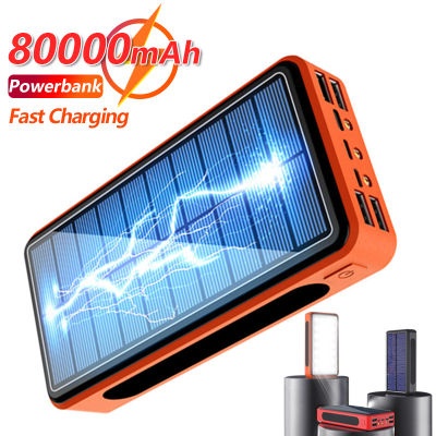 mAh Large Capacity Solar with 4USB Port LED Light Fast Charging for Xiaomi