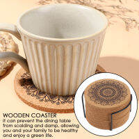1ชุด12ชิ้น Mandala จุกคอร์กกลม Coaster พร้อมชุดยึด,Potholder, Potholder, Potholder