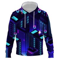 Sudadera con capucha informal para hombre, ropa de manga larga con estampado de escena nocturna de ciudad, 2021