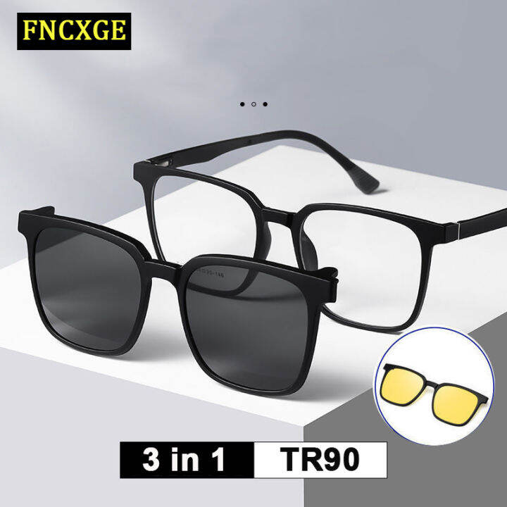 FNCXGE 3 In 1 Myopia Men Women Polarized Optical Sunglasses