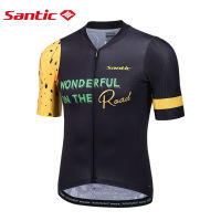 Santic เสื้อสำหรับปั่นจักรยานสายใช้ในจักรยาน MTB แขนสั้นกางเกงปั่นจักรยานเสื้อเจอร์ซีย์นักปั่นผู้ชาย,กลางแจ้งระบายอากาศได้ดีเสื้อมีกระเป๋า M2C02228H