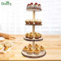 Dolity ไม้ที่วางคัพเค้กชั้น4ชั้นของตกแต่งที่แขวนที่วางคัพเค้กไม้งานแต่งงาน