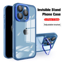 เคสโทรศัพท์ขาตั้งแม่เหล็กแบบซ่อนไว้สำหรับ Iphone 15 Pro Max ฝาครอบโทรศัพท์ชุบด้วยไฟฟ้าที่วางที่มองไม่เห็นรองรับ Magsafe สำหรับ iPhone 15 14 13 12 11 Pro Max 14 15 Plus iPhone XR XS Max