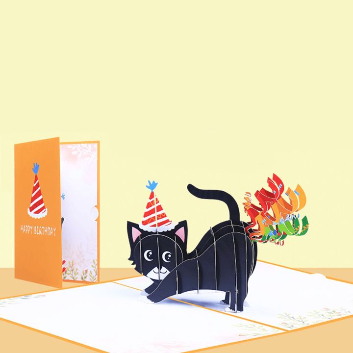ลูกปาใช้โปรยตด้าน3d-การ์ดวันเกิดการ์ดวันเกิดตลกวันเกิดสำหรับสามีภรรยาเพื่อนคนรักแมวการ์ดทักทาย