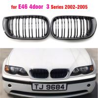 Front Center Bright Black Wide Kidney Hood Grille Grill For BMW E46 4-DOORS 3 Series 318I 320I 325I 323I 330I 2002 2003 2004