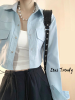 Zeus Trendy เสื้อ เสื้อแขนยาว เสื้อผู้หญิง เสื้อแฟชั่นผญ ชุดทำงานผูหญิง เกาหลี ผ้าฝ้าย2023NEW WCS2390ZAM 37Z230914