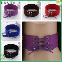 สร้อยคอเครื่องเพชรพลอยผ้าสักหลาดวินเทจของ EWUSA คอผู้หญิงโกธิค Chokers พังค์ร็อก