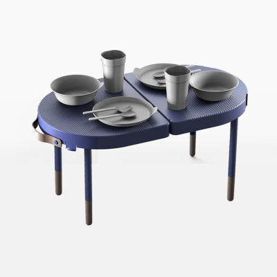 MITA โต๊ะพับได้แบบพกพาพร้อมชุดอาหารเย็น 10p สีฟ้า / สีเขียว
