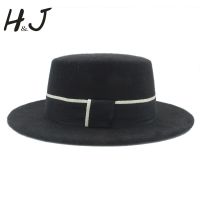 Women Men Wool Flat Homburg Fedora Hat Elegant Lady Winter Autum Jazz Church Boater Pork Pie Top Caps Black Ribbon Good Package