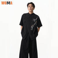 WOMA เสื้อเชิ้ตแขนสั้นพิมพ์ลายอเนกประสงค์สำหรับฤดูร้อนแฟชั่นฤดูร้อน