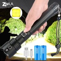 Powerful XHP90.2 LED Flashlight Lamp Zoom Torch 18650 26650 USB Rechargeable Waterproof Flashlight for Camping Hunting Emergency