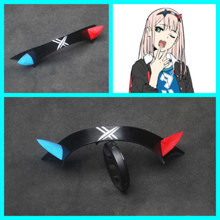New Black DARLING in the FRANXX Cosplay 02 ZERO TWO Headwear Hairclip Devil Horn 02 Hairband Cosplay Accessories Halloween Prop