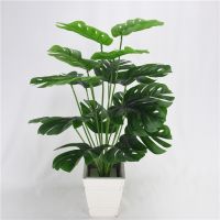 ใบ Monstera ประดิษฐ์สีเขียว18หัว49ซม. พืชปลอมตกแต่งห้องนอนห้องรับแขกแบบสวนในบ้าน