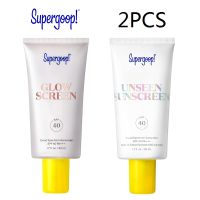 Supergoop Unseen Sunscreen Invisible Cream Primer Makeup Base GlowScreen Broad Spectrum Sunscreen SPF 40 PA 50Ml 2ชิ้นเซ็ตครีมกันแดด