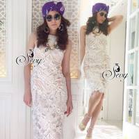 Sevy Elegant Diamond French Lace Sleeveless Mini Dress