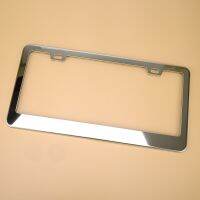 Silver Car License Number Plate Frame Tag Cover with Screw Cap 31x16cm Fit for US Standard Vehicle Stainless Steel