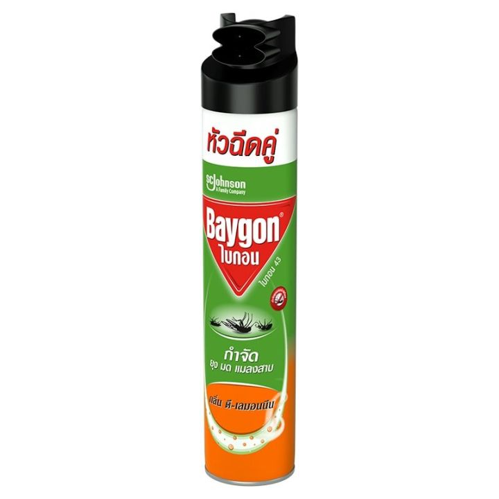 fernnybaby-ไบกอน-600-มล-baygon-ไบก้อน-หัวฉีดคู่-ยาฉีดยุง-ยาฆ่าแมลง-กำจัดยุง-มด-แมลงสาบ-สูตร-ไบกอน-สีเขียว-ส้ม-เลมอนนีน-600-มล