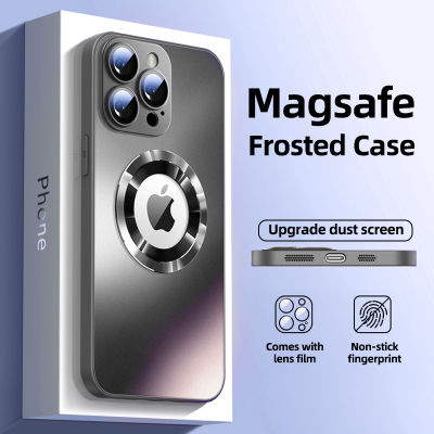 AG กระจกด้านป้องกันกล้องเคสโทรศัพท์ MagSafe สำหรับ14 13 12 11 Pro Max ไร้สายแม่เหล็กเคสชาร์จไฟได้ Funda