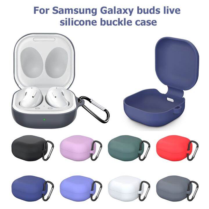 soft-silicone-case-for-samsung-galaxy-buds-live-buds-2-pro-case-protective-solid-color-earphone-case-headset-accessories-hook