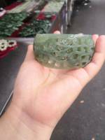 latest boutique original Nephrite bracelet natural Widened pure hand carved hollow Bracelet Delicate Handring Exquisite Jewelry