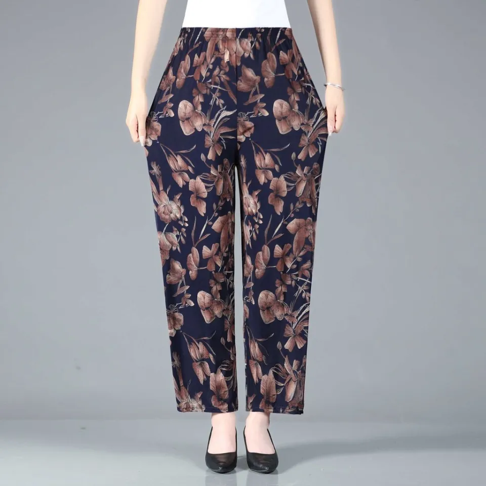 Plus Size XL-4XL Women's Cute Printed Summer Pants Vintage Harem Female  Trousers