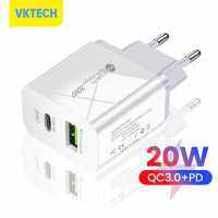 [Vktech] PD 20W ที่ชาร์จโทรศัพท์มือถือ Type-C USB 5V 2.4A โทรศัพท์มือถืออะแดปเตอร์เครื่องชาร์จความปลอดภัยน้ำหนักเบาอัจฉริยะสำหรับ Xiaomi Huawei