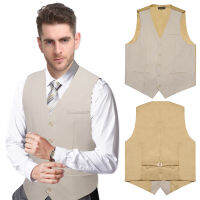 Casual Men S Vest Cream White Sleevess Waistcoat Formal Dress Slim Fit Shirt Tuxedo Accessory Necktie Pocket Square Four Seasons