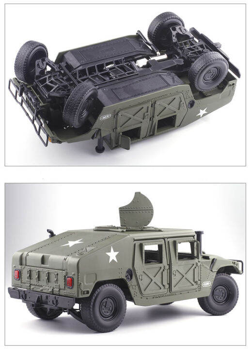 รถโมเดลรถทหาร-humvee-kdw-1-18-เปิดฝากระโปรงหน้ารถได้-เครื่องยนต์จำลองสมจริง-เปิดฝากระโปรงท้ายรถและหลังคาได้-ล้อยางหมุนได้