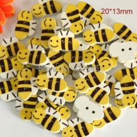 50pcs/lot Size:20*13mm Lovely Bee Shape Wooden Buttons Cute Cartoon Wood Button Wholesale price (KK-1039) Haberdashery