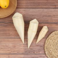 【CW】 50pcs Disposable Wood Cones Ice Cream Cone Cups Party Candy Cones Wooden egg roll container Croissant cup Wooden skin roll