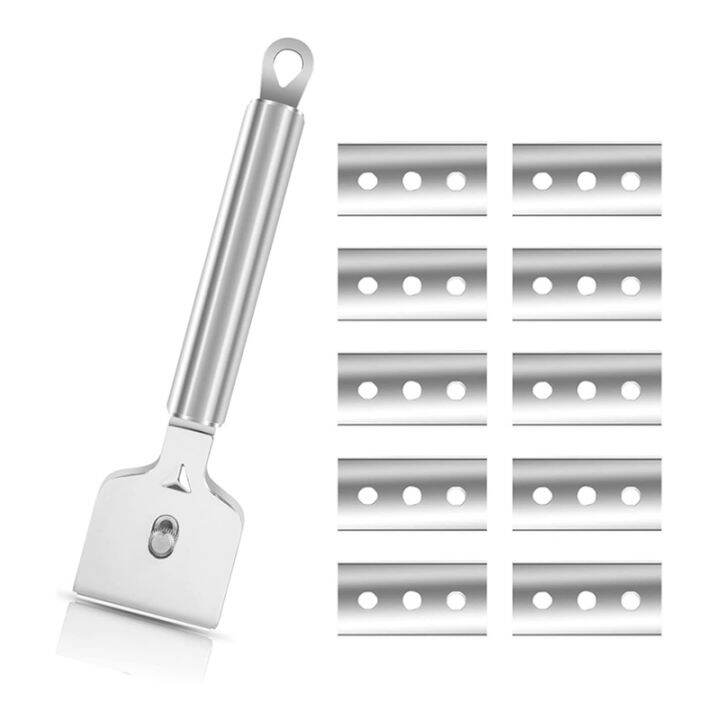 Glass Scraper with 10 Replacement Blades with Ceramic Hob Scraper