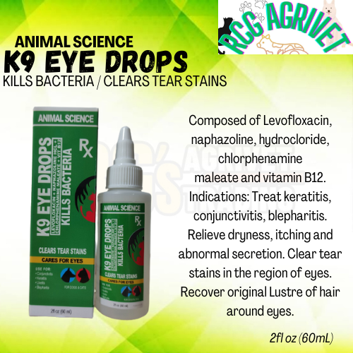 [RCG AGRIVET] ANIMAL SCIENCE K9 EYE DROPS/ 60ML/ KILLS BACTERIA / FOR