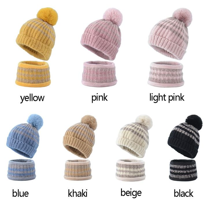 หมวก-pom-bobble-ฤดูใบไม้ร่วงและฤดูหนาวสำหรับเด็กเพื่อความอบอุ่นในน้ำหมวกผ้าพันคอหมวกไหมพรมชุดเด็กหญิงชุดผ้าพันคอ