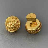 2023 Genuine  Luojia golden hollow braided earrings feminine temperament light luxury design high-end European and American exaggerated earrings steamed bun ear plugs