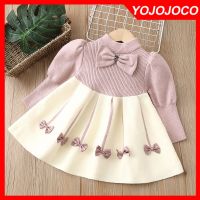 【jeansame dress】สาวเสื้อกันหนาวชุด1-6Y ฤดูใบไม้ร่วงฤดูหนาวใหม่หนาเสื้อกันหนาวที่อบอุ่นกระโปรงโบว์กลิ่นหอมขนาดเล็กเจ้าหญิงกระโปรงสาวถักชุด