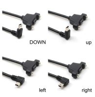 Up Down Right Left Angled Elbow Mini-USB mini USB B 5pin 2.0 Male to Female Extension Cable 30cm 50cm With Panel Mount Hole