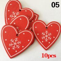 ；‘。、’ 10Pcs/Lot Christmas Wooden Ornaments DIY Xmas Tree Hanging Pendants Decoration For Home 2024 New Year Party Decor Supplies