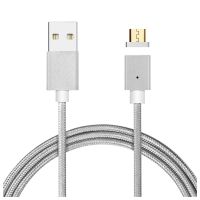 Magnetic Charger Cable Lightning MICRO-USB 2IN1 Fast Charger Adapter Cable Wire Data line Silver