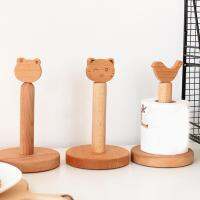 Cartoon Roll Holder Roll Paper Tissue Storage Holder Stable Wooden Animal Shape Rack Paper Towel Roll Holder Stand for Kitchen