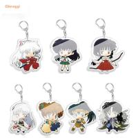 CHENGGI อนิเมะตัวการ์ตูนอนิเมะ Inuyasha ของตกแต่งกระเป๋าถือสตรีอะนิเมะจี้กระเป๋าพวงกุญแจอะคริลิคสองด้านพวงกุญแจอะนิเมะ